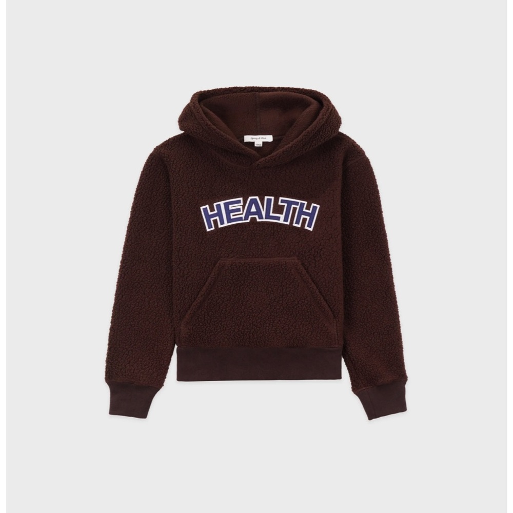 Sporty & Rich Brown 'HEALTH' Sherpa Hoodie